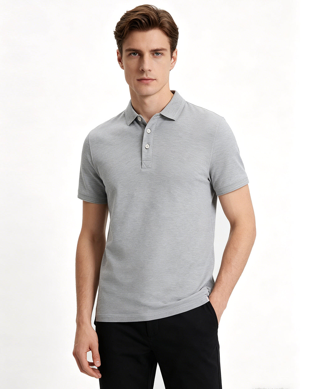 TAVATINO 2029 Luxury Cupro Cotton Business Pique Polo Shirt with cupro‑cotton blend fabric, smooth breathable texture, and refined business‑casual design