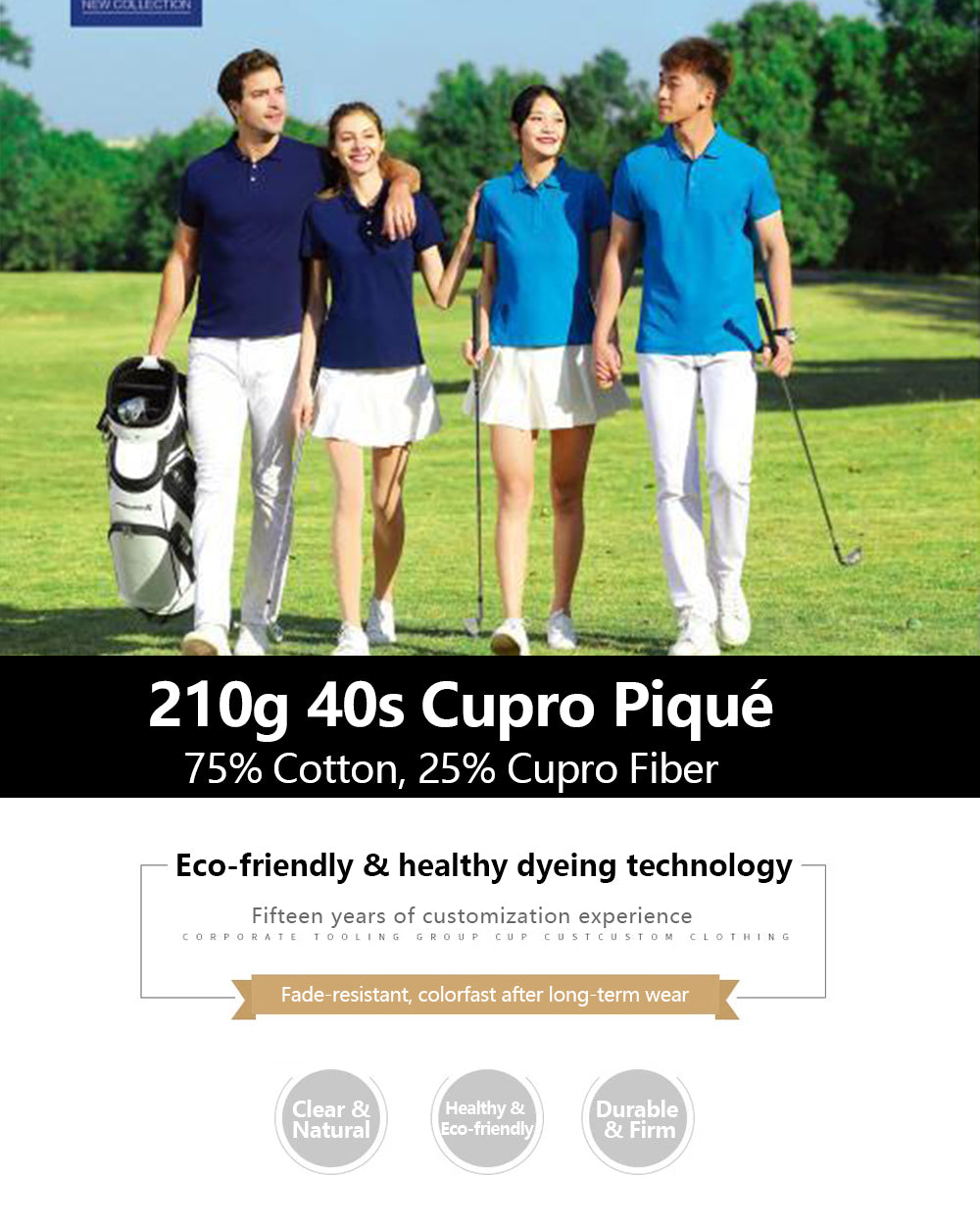 TAVATINO 2029 Luxury Cupro Cotton Business Pique Polo Shirt with cupro‑cotton blend fabric, smooth breathable texture, and refined business‑casual design