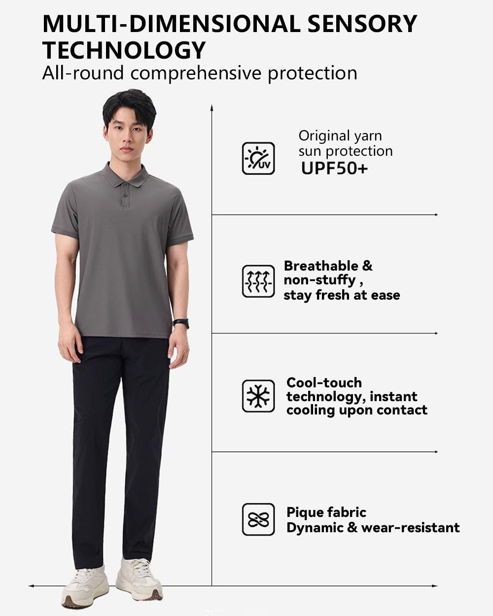 TAVATINO 8826 Cooling Pique Polo Shirt with cooling breathable pique fabric, UPF50 sun protection, and lightweight quick‑dry performance