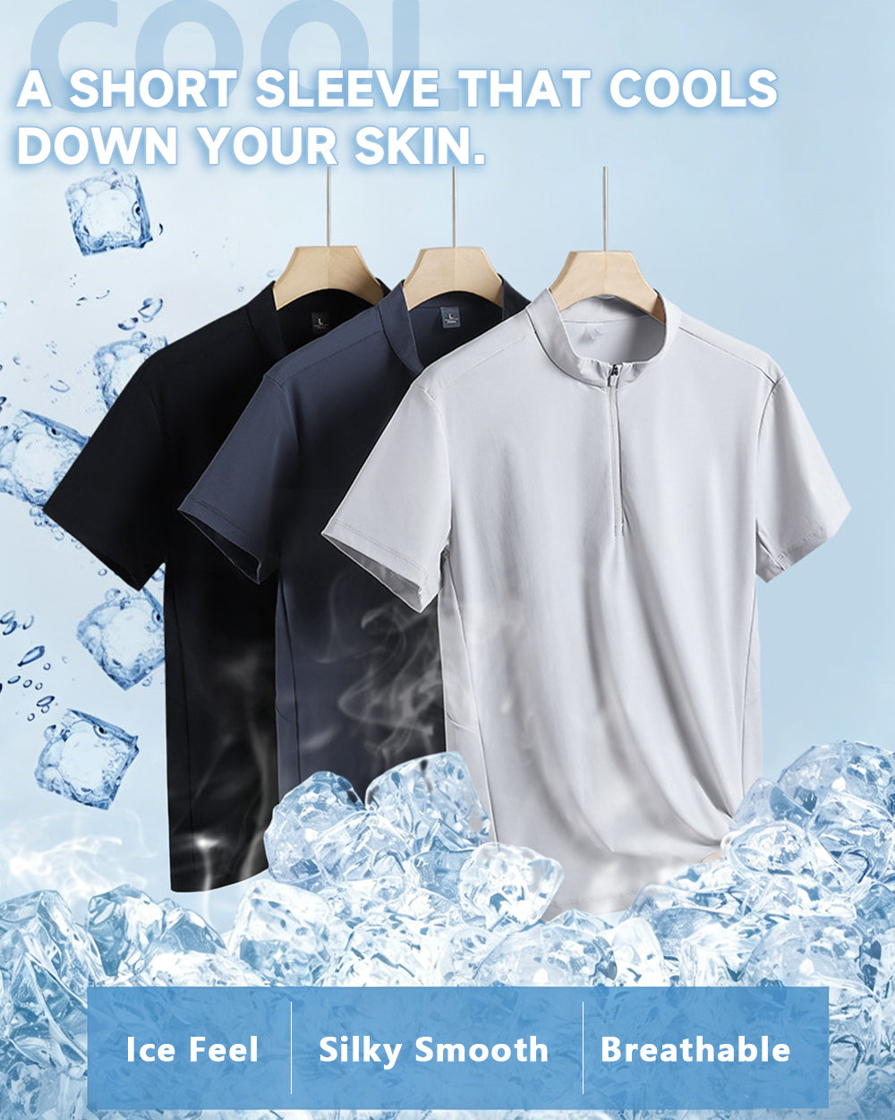 TAVATINO 8869 Ice Cooling Quarter‑Zip Wafer Grid Polo Shirt featuring ice‑cooling wafer‑grid fabric, breathable quick‑dry performance, and lightweight quarter‑zip athletic design