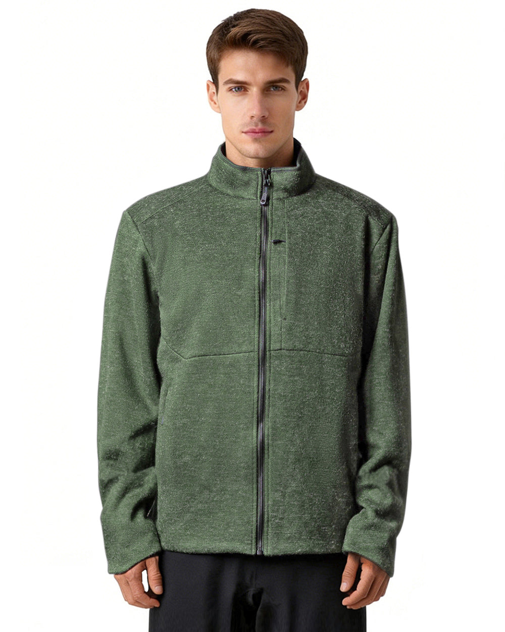 TAVATINO Executive Merino Wool Fleece Jacket ZT1123 - TAVATINO#color_Military green