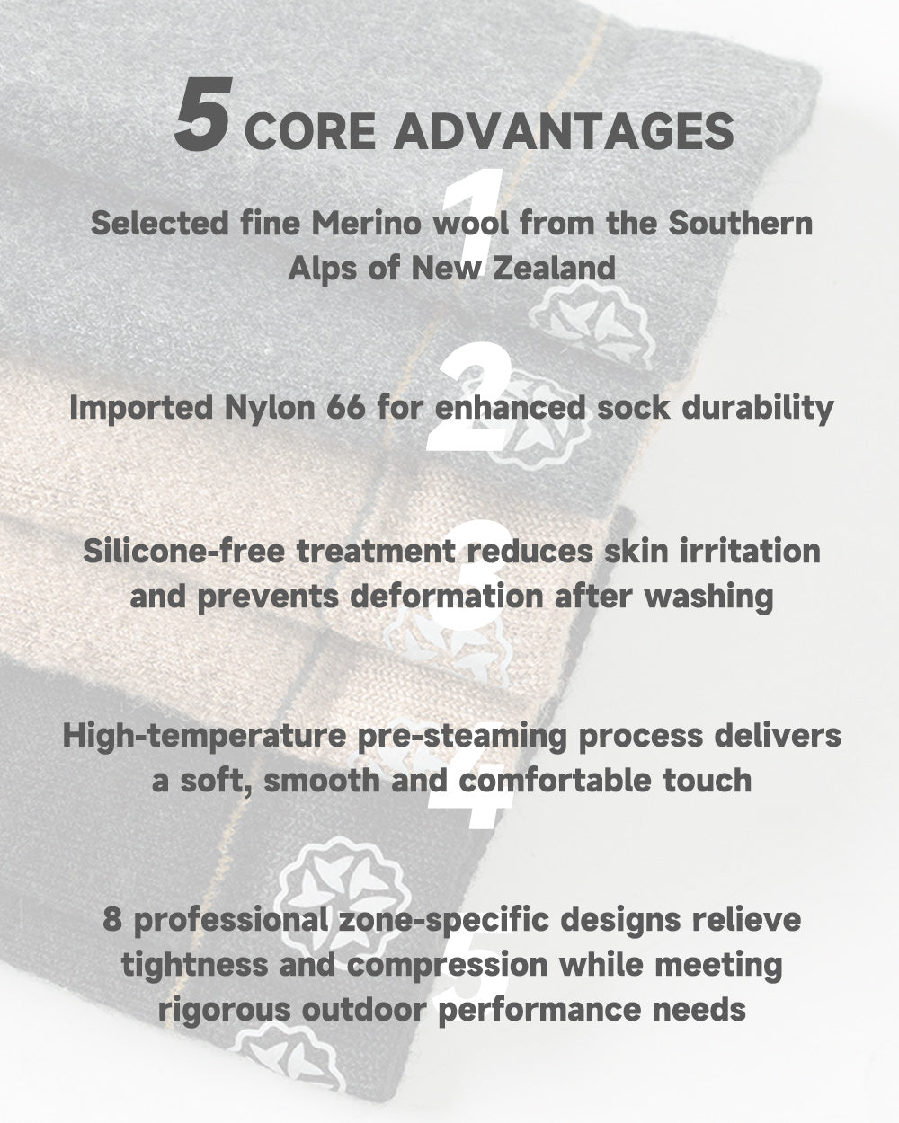 TAVATINO Zoned Merino Wool Hiking Socks ZT3302/ZT3303 - TAVATINO